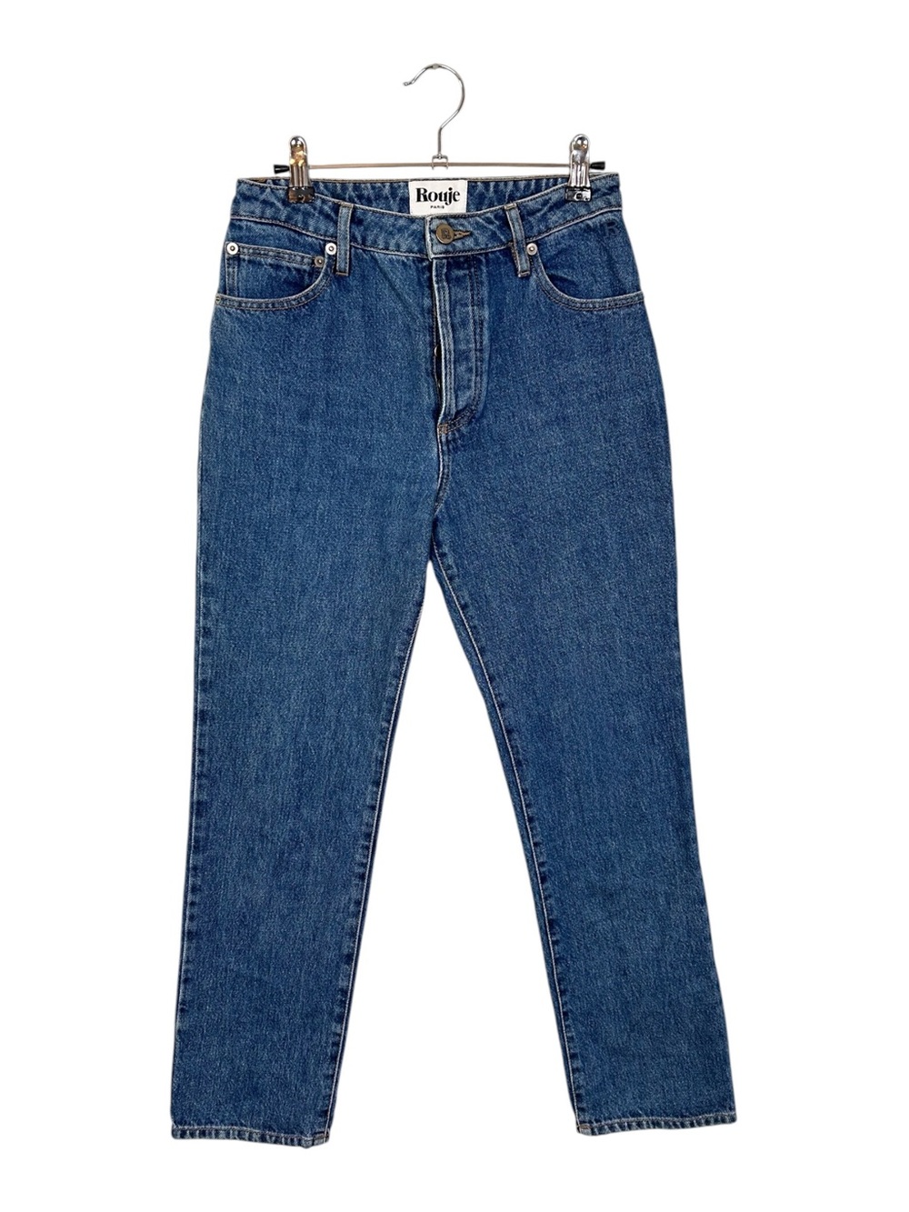 Rouje High Rise Slim Straight Leg Jeans in Blue